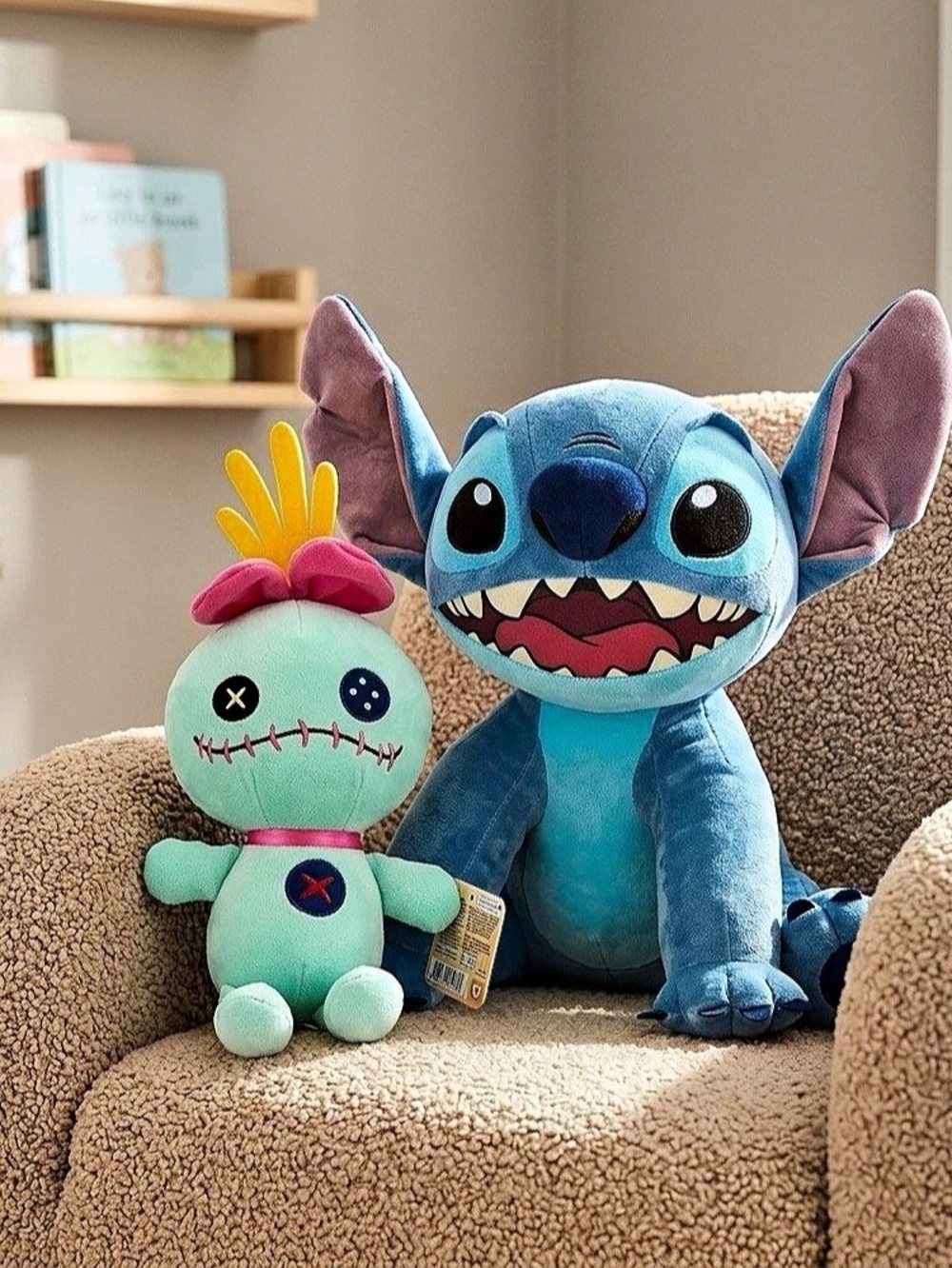 Disney Classics Lil Friends 16” Stitch and 10” Scrump Plush Set Blue & Green